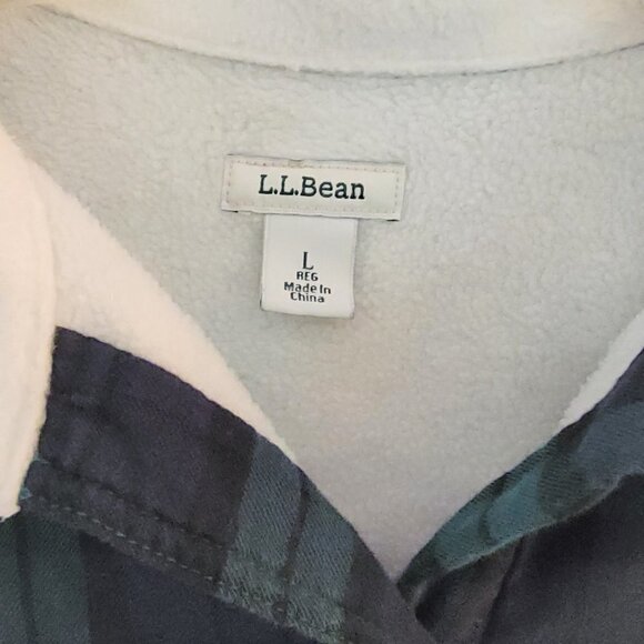 L.L. Bean Plaid Flannel Sherpa-lined Shirt/Jacket - Size Large - Picture 2 of 5